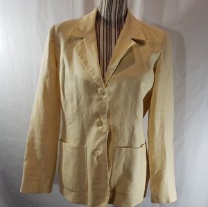 bagatelle Yellow Linen Lightweight Blazer with Pockets Size 10